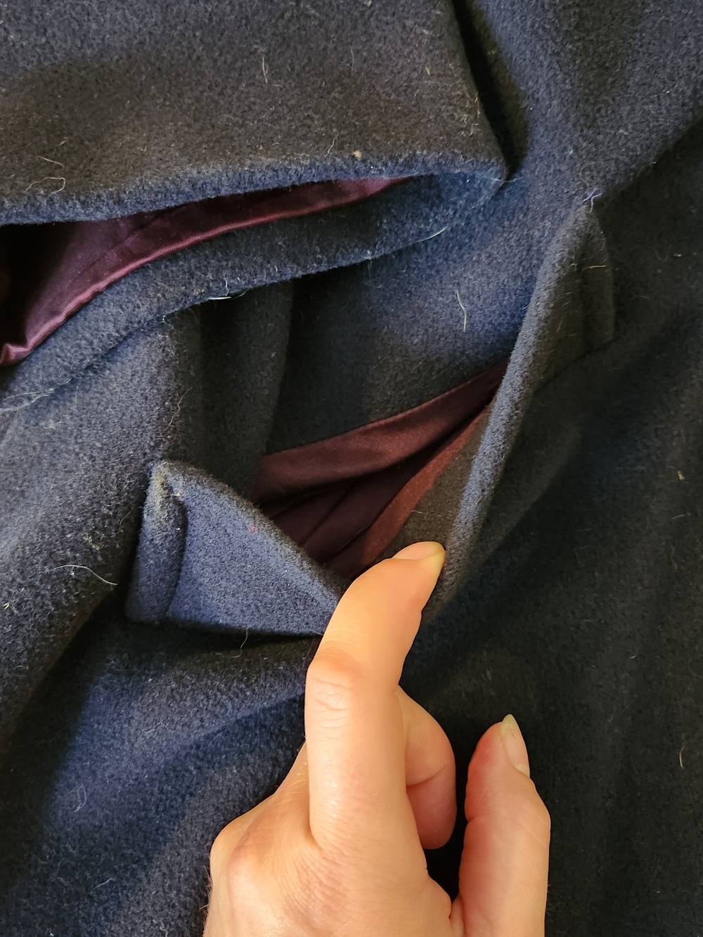 VTG LL Bean Womens Wool Toggle Hooded Pea Coat Blanket Lined Navy Coat XL - Picture 11 of 12